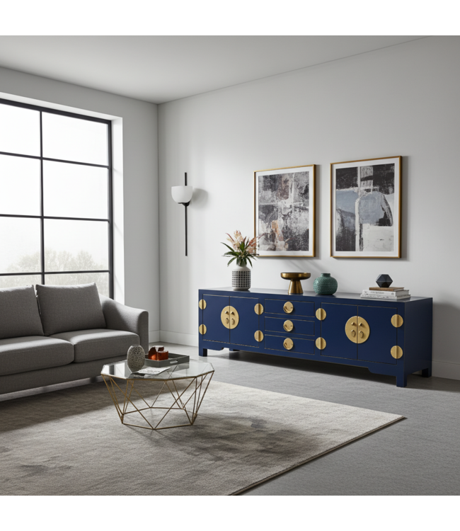 Chinese TV Kast Midnight Blauw - Orientique Collectie B175xD47xH54cm