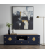 Mobile TV Cinese con Bambù Intrecciato Blu Notte L190xP56xA56cm