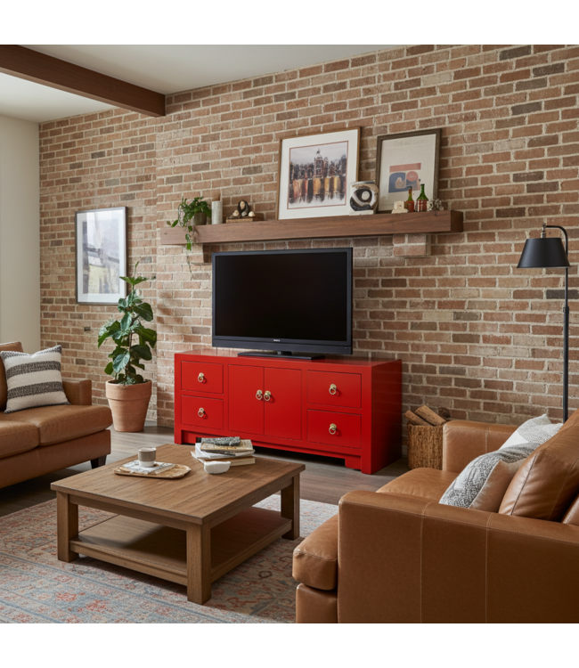 Mueble TV Chino Lucky Rojo - Orientique Colección An106xP45xAl46cm