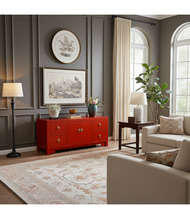 Mueble TV Chino Lucky Rojo - Orientique Colección An106xP45xAl46cm