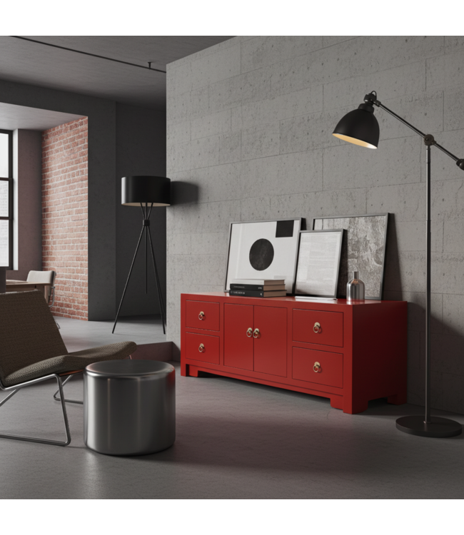 Mueble TV Chino Lucky Rojo - Orientique Colección An106xP45xAl46cm