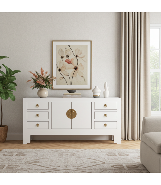 Chinese TV Kast Sneeuw Wit - Orientique Collectie B121xD37xH61cm