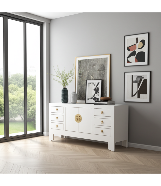 Mueble TV Chino Blanco Nieve - Orientique Colección An121xP37xAl61cm