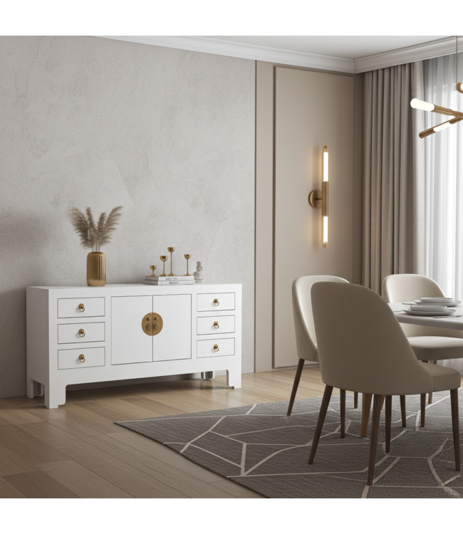 Chinese TV Kast Sneeuw Wit - Orientique Collectie B121xD37xH61cm