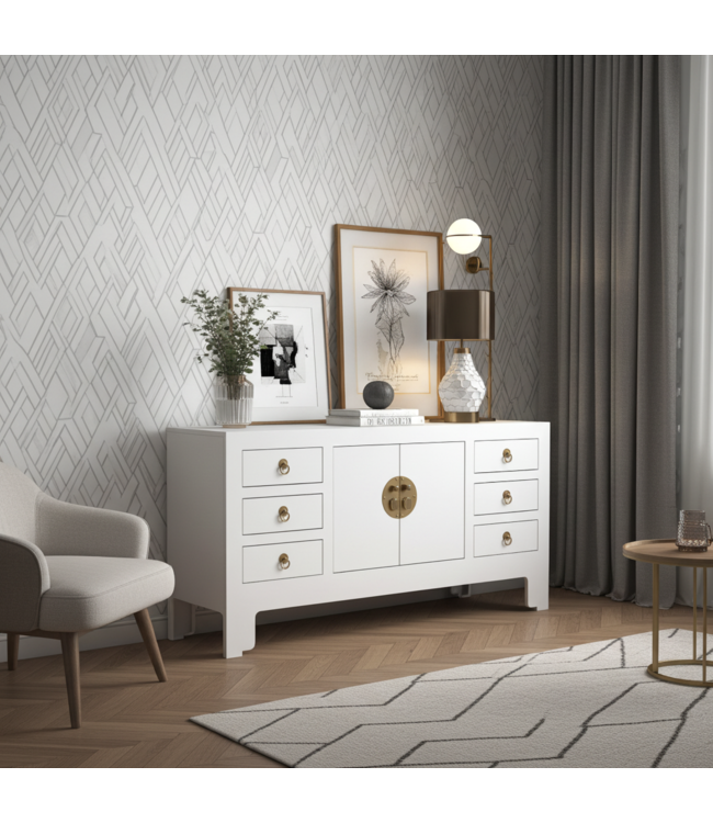 Chinese TV Kast Sneeuw Wit - Orientique Collectie B121xD37xH61cm