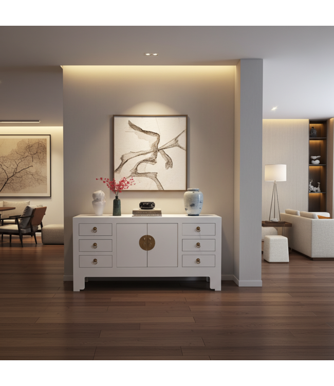 Mueble TV Chino Blanco Nieve - Orientique Colección An121xP37xAl61cm