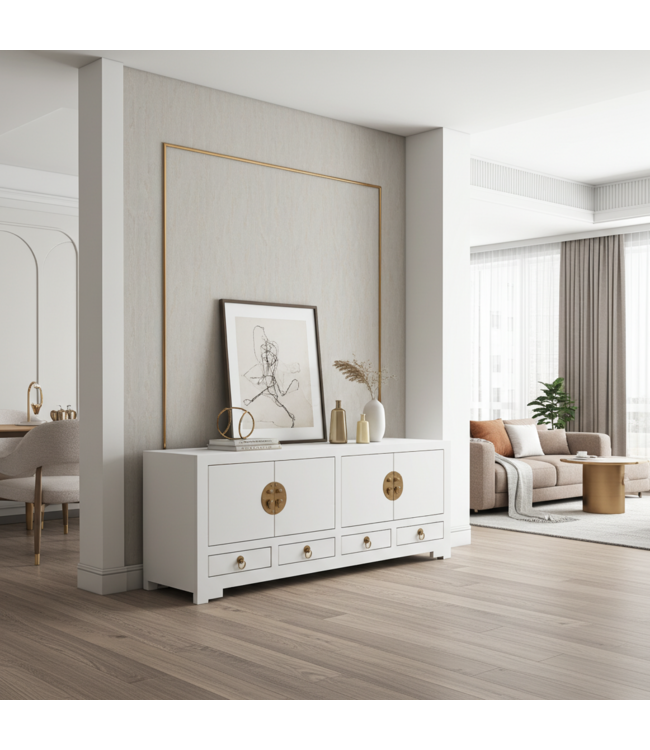 Mueble TV Chino Blanco Nieve - Orientique Colección An130xP40xAl45cm