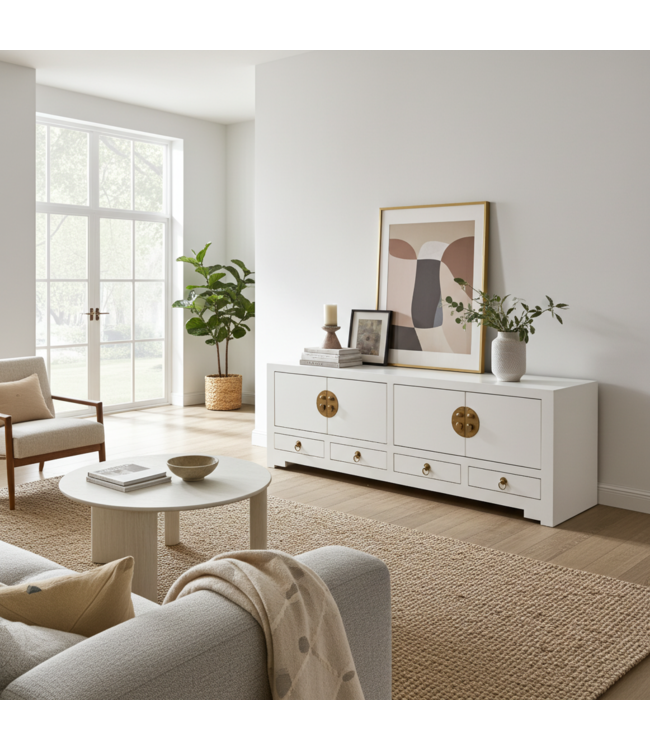 Mobile TV Cinese Bianco Neve - Orientique Collezione L130xP40xA45cm