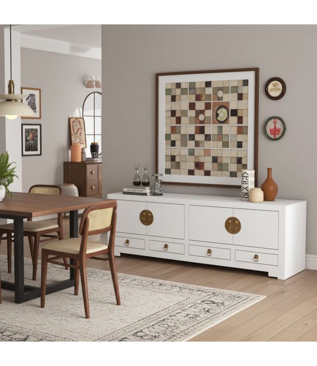 Mueble TV Chino Blanco Nieve - Orientique Colección An130xP40xAl45cm