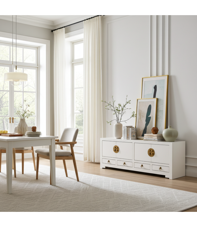 Mueble TV Chino Blanco Nieve - Orientique Colección An130xP40xAl45cm