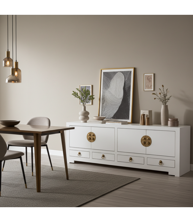 Mueble TV Chino Blanco Nieve - Orientique Colección An130xP40xAl45cm