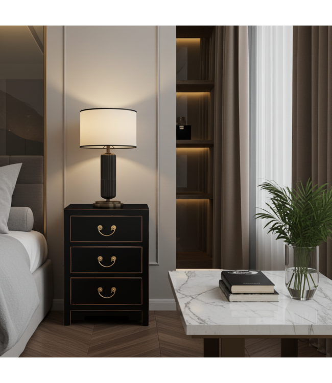Chinees Nachtkastje Onyx Zwart - Orientique Collectie B45xD30xH60cm