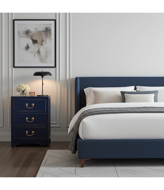 Chinese Bedside Table Midnight Blue - Orientique Collection W45xD30xH60cm