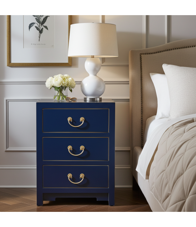 Comodino Cinese Blu Notte - Orientique Collezione L45xP30xA60cm