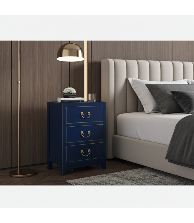 Comodino Cinese Blu Notte - Orientique Collezione L45xP30xA60cm