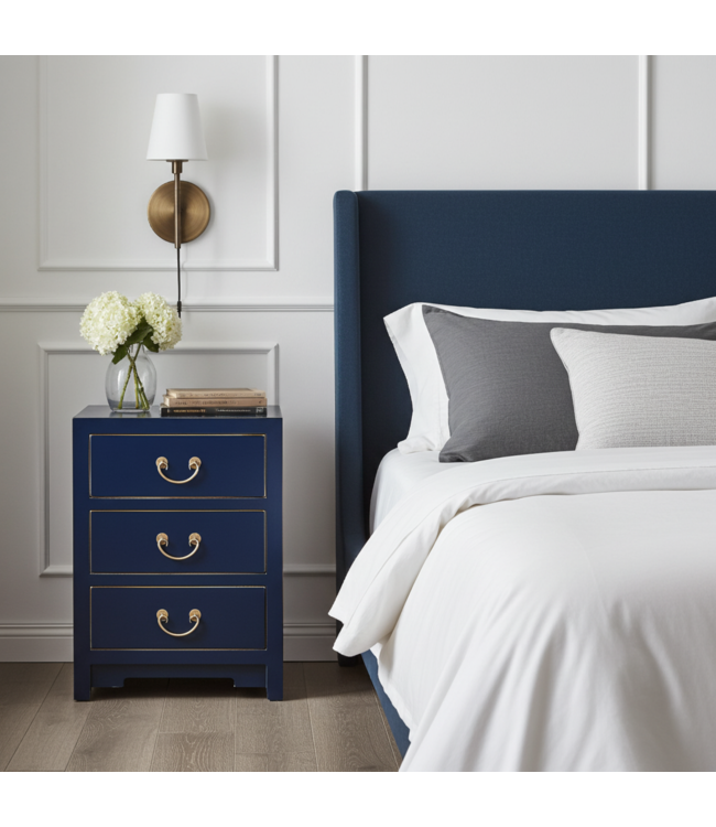 Chinees Nachtkastje Midnight Blauw - Orientique Collectie B45xD30xH60cm