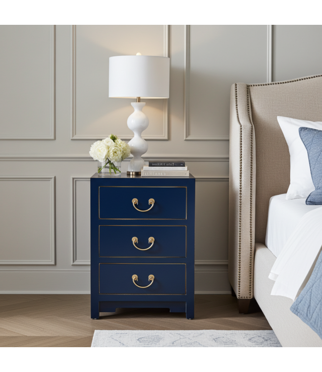 Chinese Bedside Table Midnight Blue - Orientique Collection W45xD30xH60cm