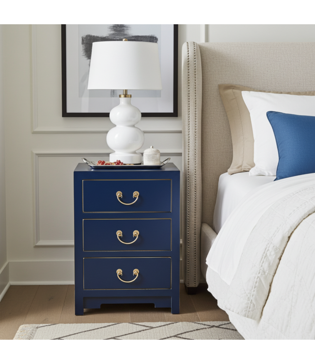 Chinees Nachtkastje Midnight Blauw - Orientique Collectie B45xD30xH60cm