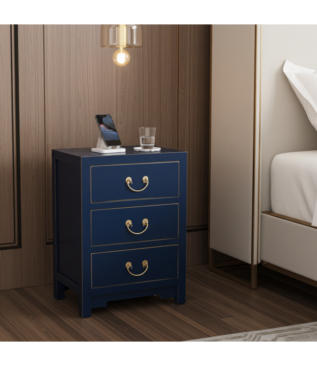 Chinese Bedside Table Midnight Blue - Orientique Collection W45xD30xH60cm
