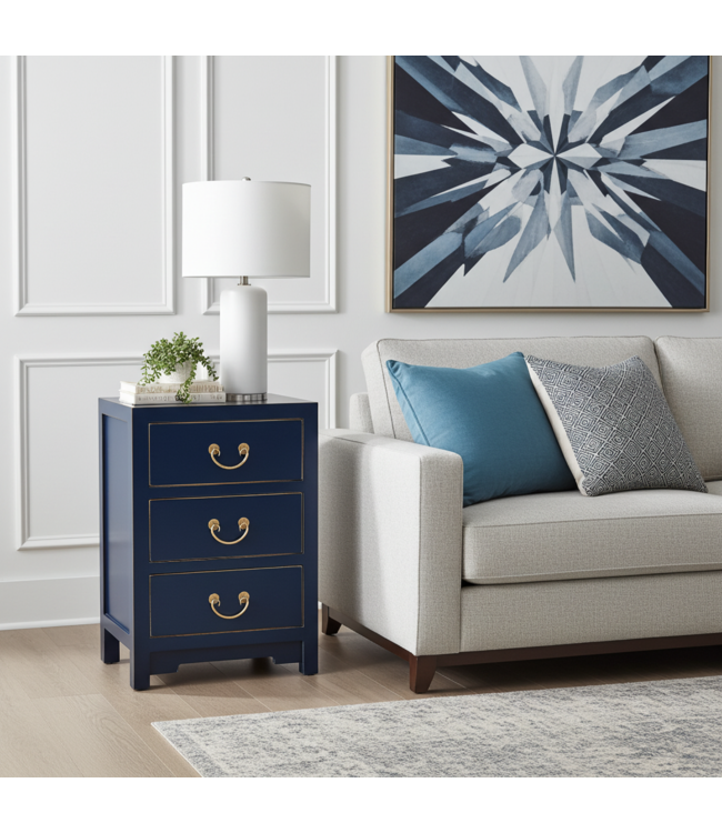 Chinese Bedside Table Midnight Blue - Orientique Collection W45xD30xH60cm