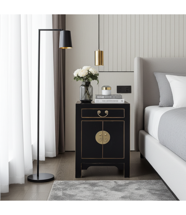 Comodino Cinese Onice Nero - Collezione Orientique L42xP35xH60cm