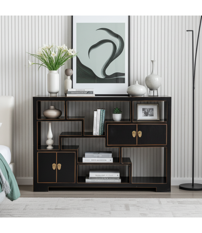 Librería China Mueble Expositor Ónix Negro - Orientique Colección An108xP35xAl80cm