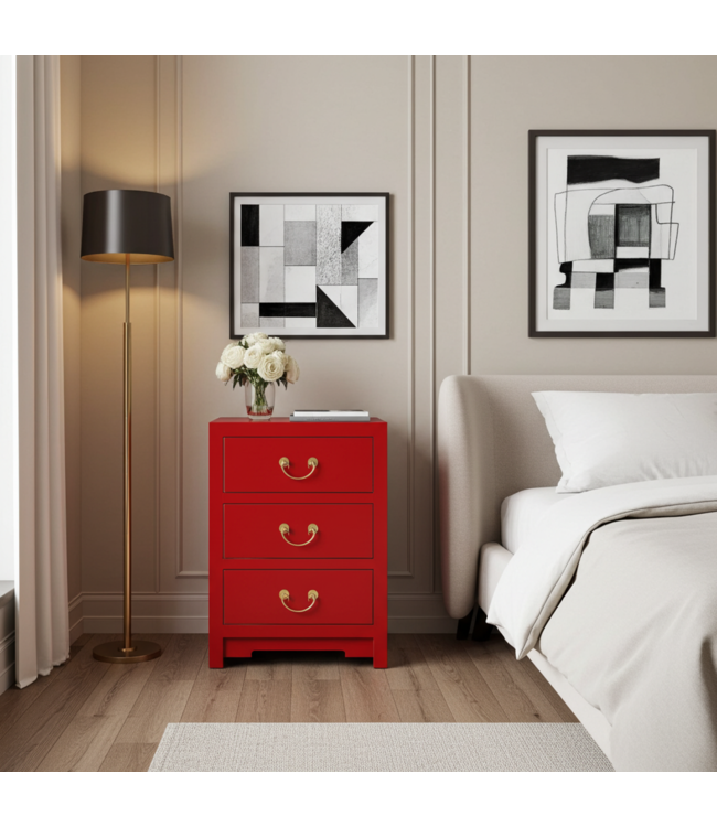 Comodino Cinese Lucky Rosso - Orientique Collezione L45xP30xA60cm