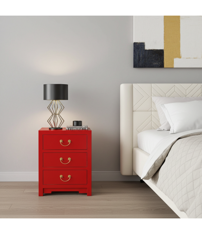 Comodino Cinese Lucky Rosso - Orientique Collezione L45xP30xA60cm