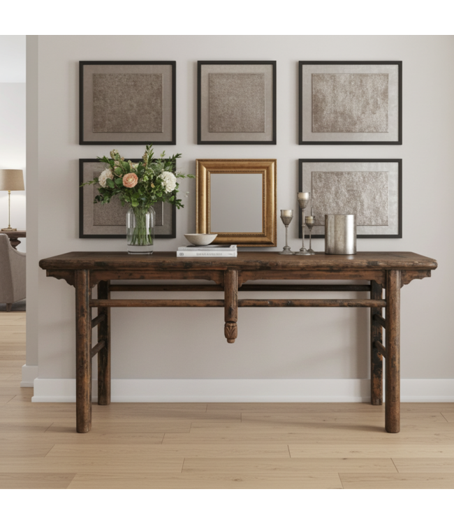 Antieke Chinese Sidetable Bruin B195xD60xH83cm