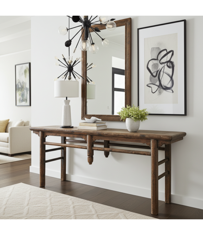 Antieke Chinese Sidetable Bruin B195xD60xH83cm