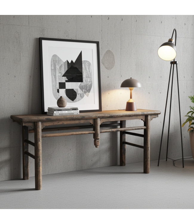 Antieke Chinese Sidetable Bruin B195xD60xH83cm