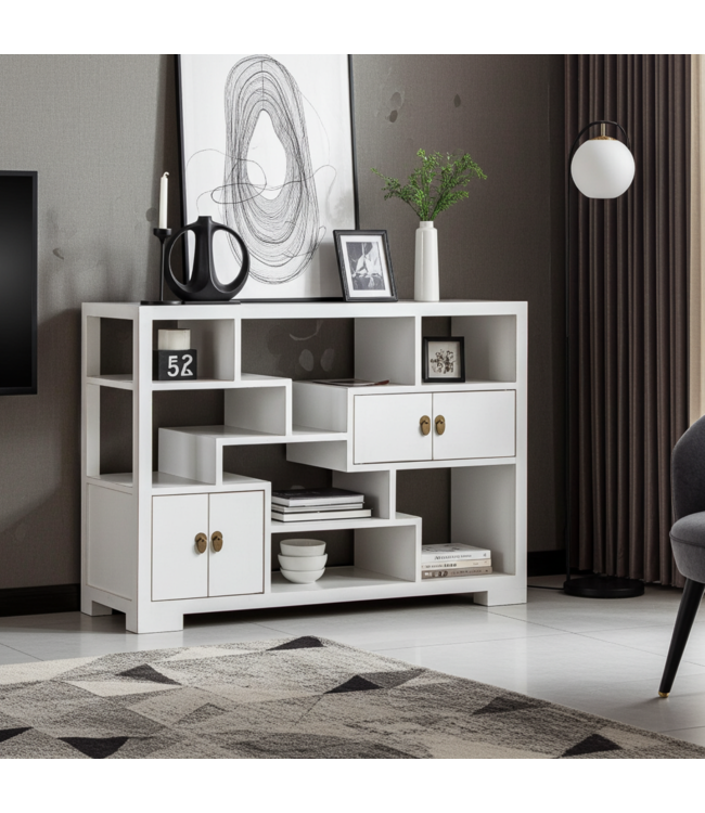 Librería China Mueble Expositor Blanco Nieve - Orientique Colección An108xP35xAl80cm