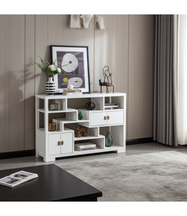 Chinesisches Bücherregal Offenes Regal Schneeweiß - Orientique Kollektion B108xT35xH80cm