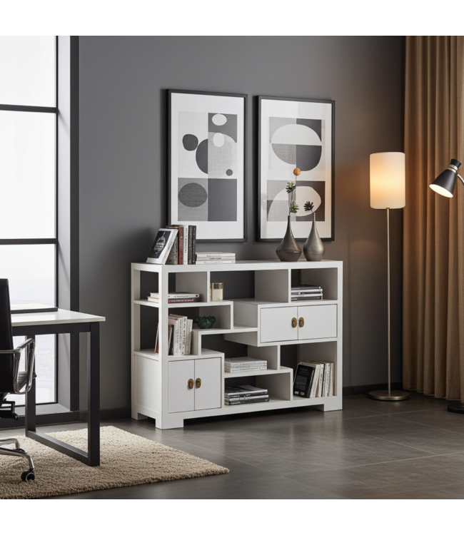 Chinese Bookcase Open Cabinet Snow White - Orientique Collection W108xD35xH80cm