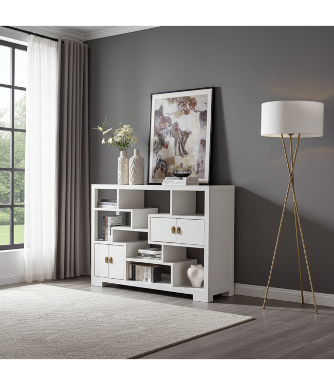 Chinese Boekenkast Open Kast Snow White - Orientique Collectie B108xD35xH80cm