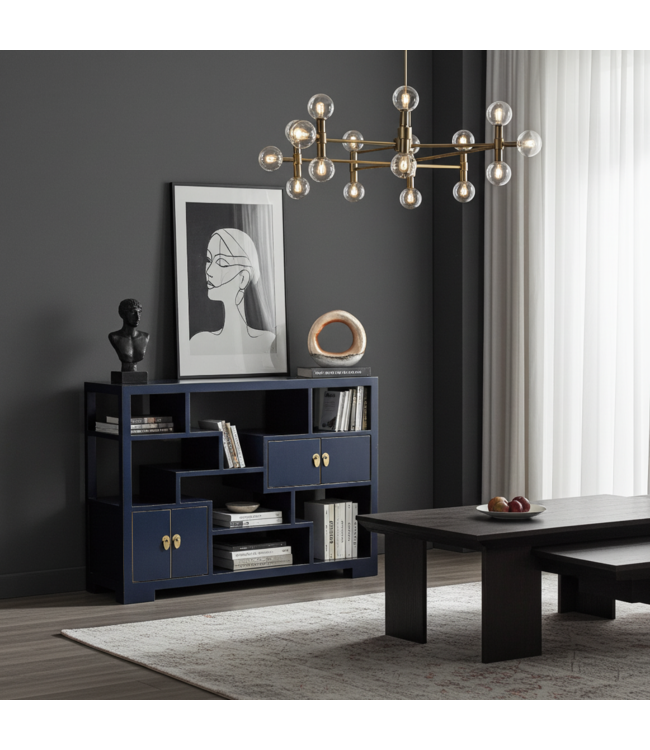 Librería China Mueble Expositor Azul Noche - Orientique Colección An108xP35xAl80cm