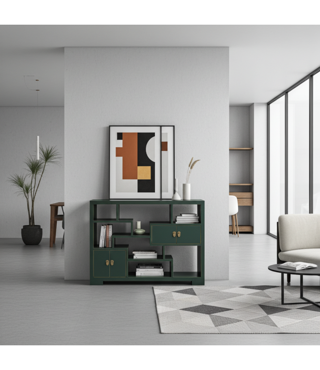 Librería China Mueble Expositor Verde Azulado - Orientique Colección An108xP35xAl80cm