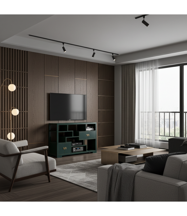 Chinese Boekenkast Open Kast Teal - Orientique Collectie B108xD35xH80cm