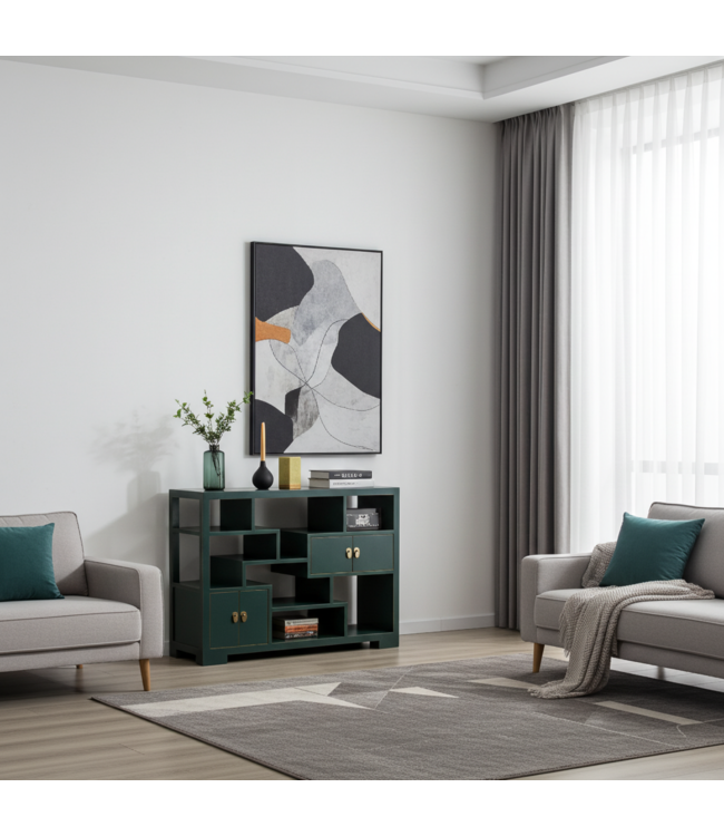 Librería China Mueble Expositor Verde Azulado - Orientique Colección An108xP35xAl80cm