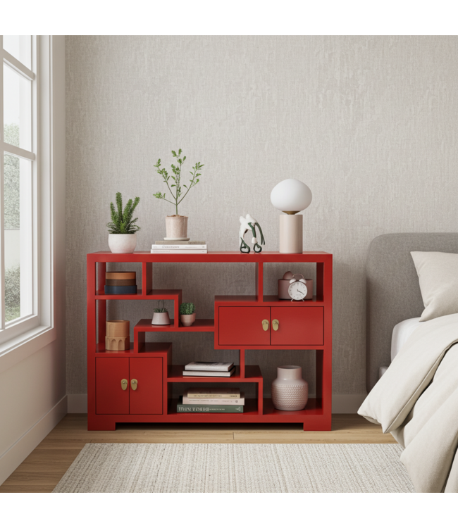 Librería China Mueble Expositor Lucky Rojo - Orientique Colección An108xP35xAl80cm
