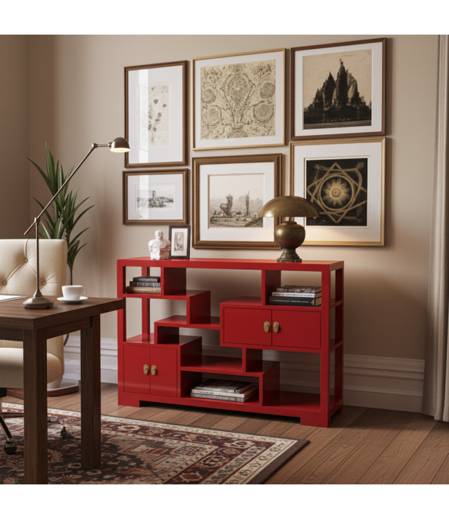 Librería China Mueble Expositor Lucky Rojo - Orientique Colección An108xP35xAl80cm