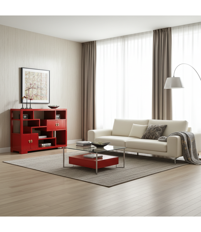 Chinese Boekenkast Open Kast Lucky Rood - Orientique Collectie B108xD35xH80cm