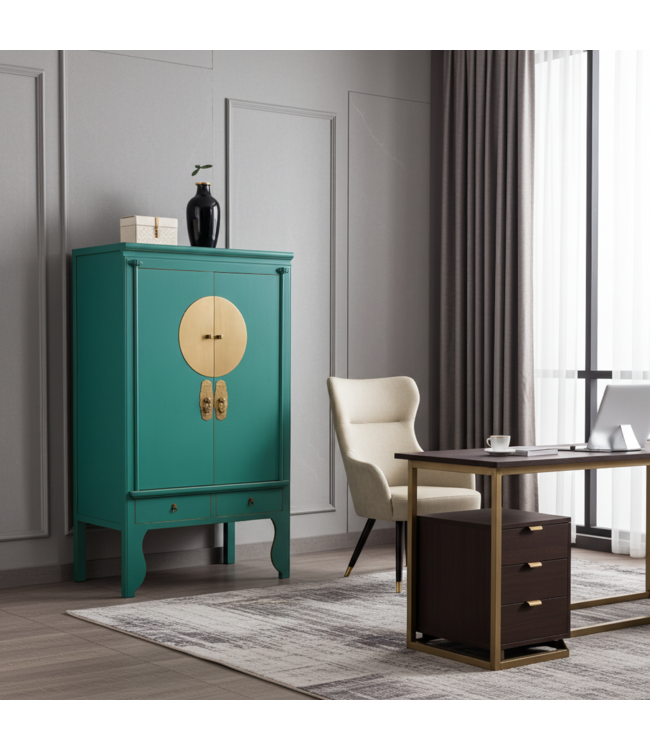 Armoire de Mariage Chinoise Lagon Bleu Orientique Collection L100xP55xH175cm