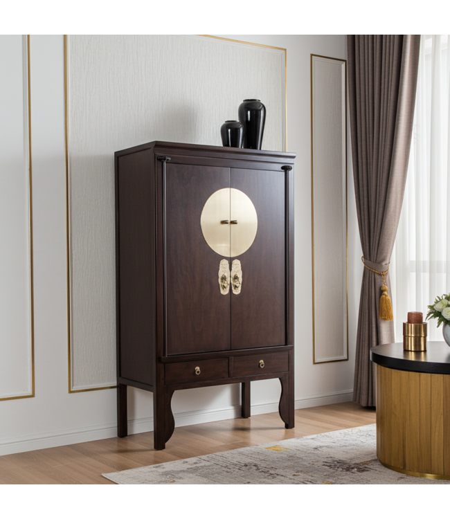Chinese Wedding Cabinet Earthy Brown - Orientique Collection W100xD55xH175cm
