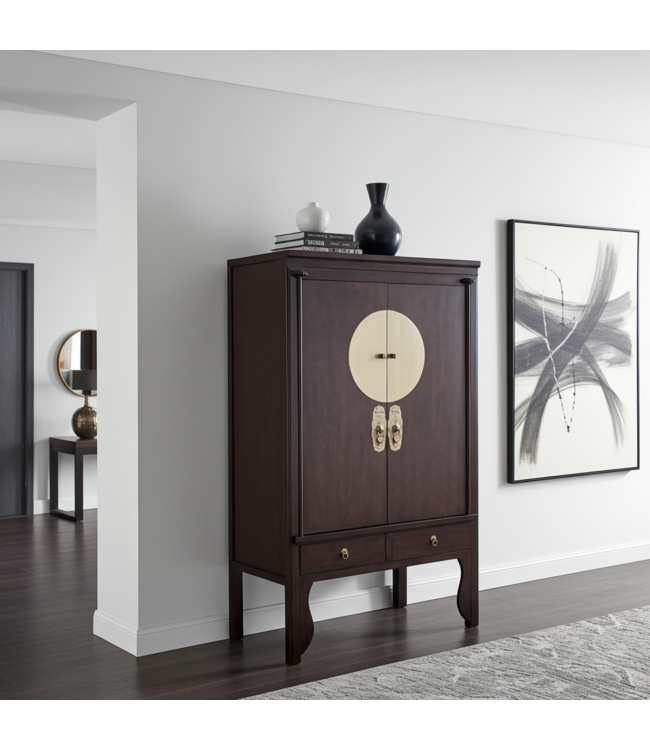 Chinese Wedding Cabinet Earthy Brown - Orientique Collection W100xD55xH175cm