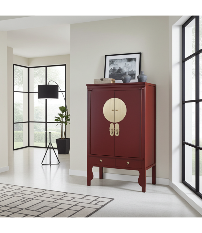 Armadio Nuziale Cinese Scarlet Rosso - Orientique Collezione L100xP55xA175cm