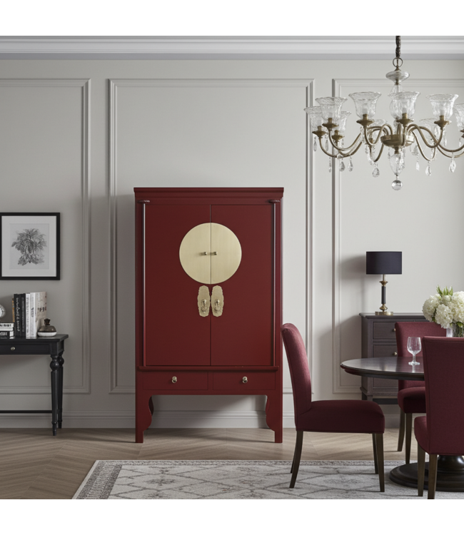 Chinesischer Hochzeitsschrank Scarlet Rot - Orientique Collection B100xT55xH175cm