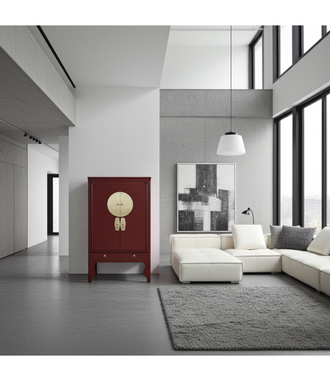 Armadio Nuziale Cinese Scarlet Rosso - Orientique Collezione L100xP55xA175cm