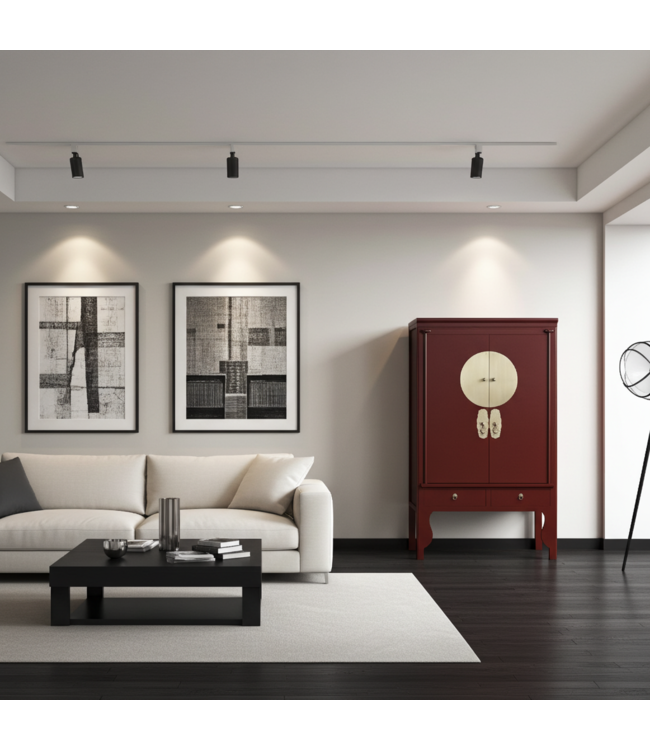 Armadio Nuziale Cinese Scarlet Rosso - Orientique Collezione L100xP55xA175cm