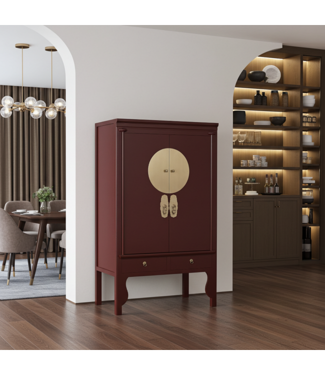 Armoire de Mariage Chinoise Scarlet Rouge - Orientique Collection L100xP55xH175cm